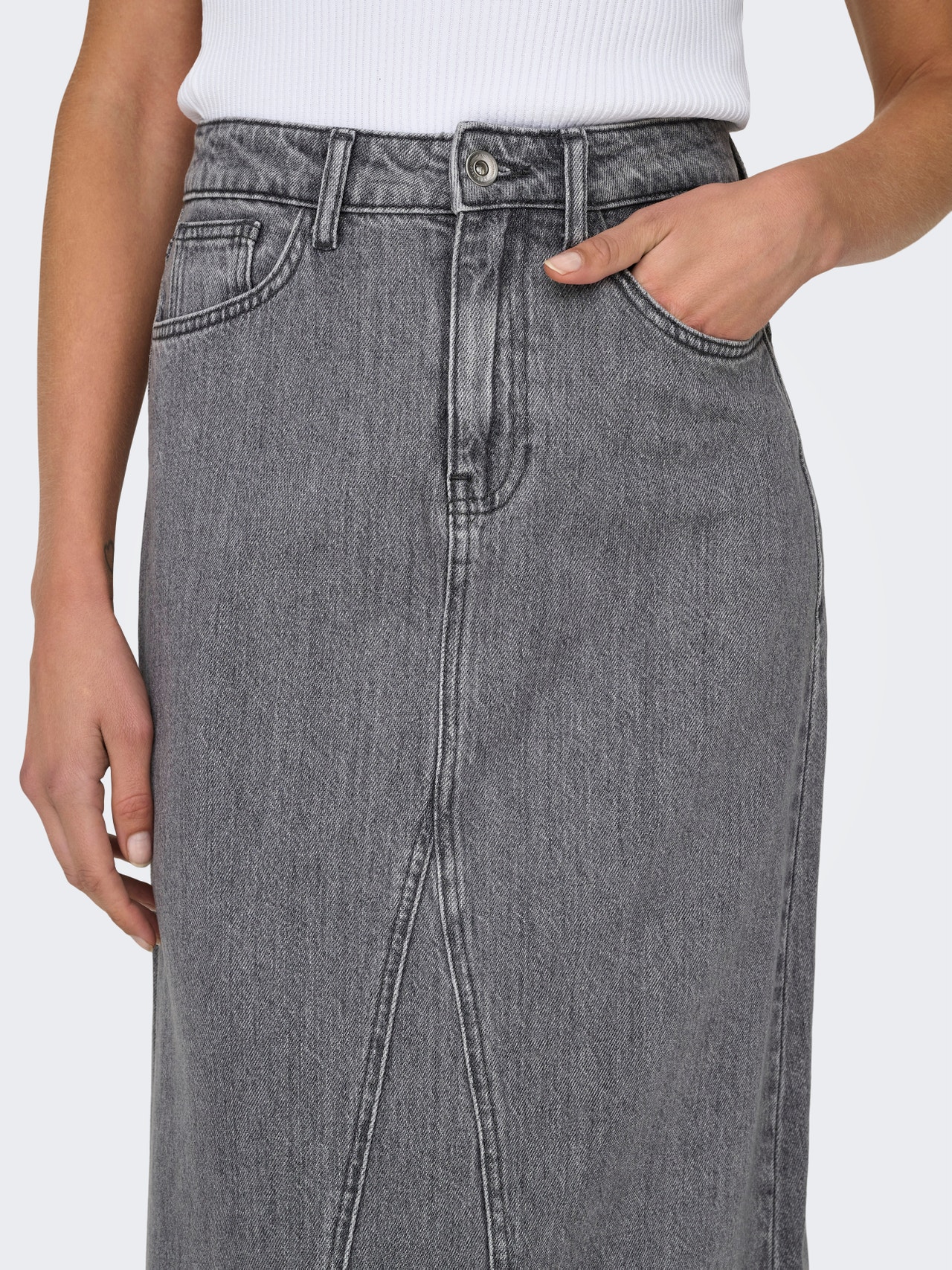 ONLY Maxi denim nederdel -Grey Denim - 15336073