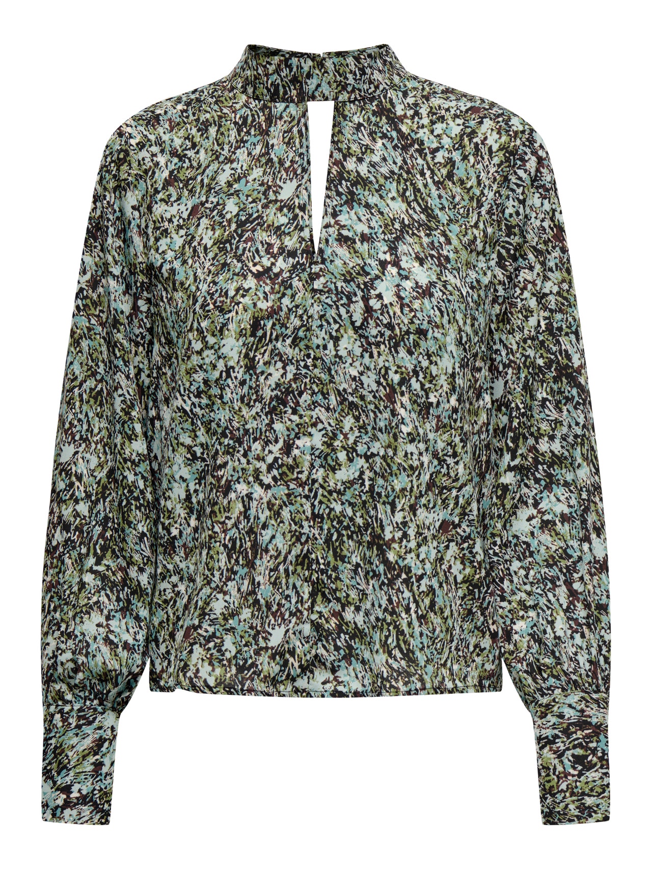 ONLY Redovno prianjanje Visoki vrat Zakopčane manžete Balon rukavi Vrh -Black - 15336122