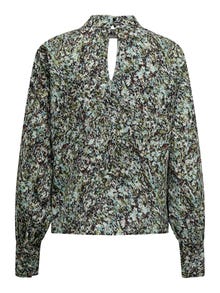 ONLY Redovno prianjanje Visoki vrat Zakopčane manžete Balon rukavi Vrh -Black - 15336122