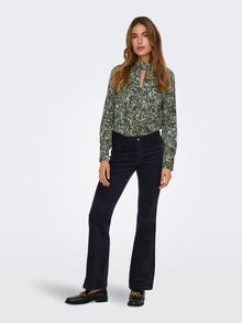 ONLY Redovno prianjanje Visoki vrat Zakopčane manžete Balon rukavi Vrh -Black - 15336122