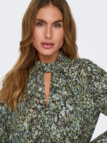 ONLY Redovno prianjanje Visoki vrat Zakopčane manžete Balon rukavi Vrh -Black - 15336122