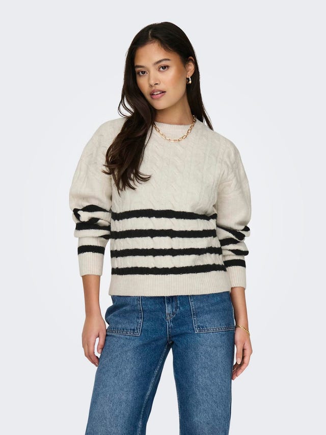 ONLY Regular Fit Round Neck Dropped shoulders Pullover - 15336125