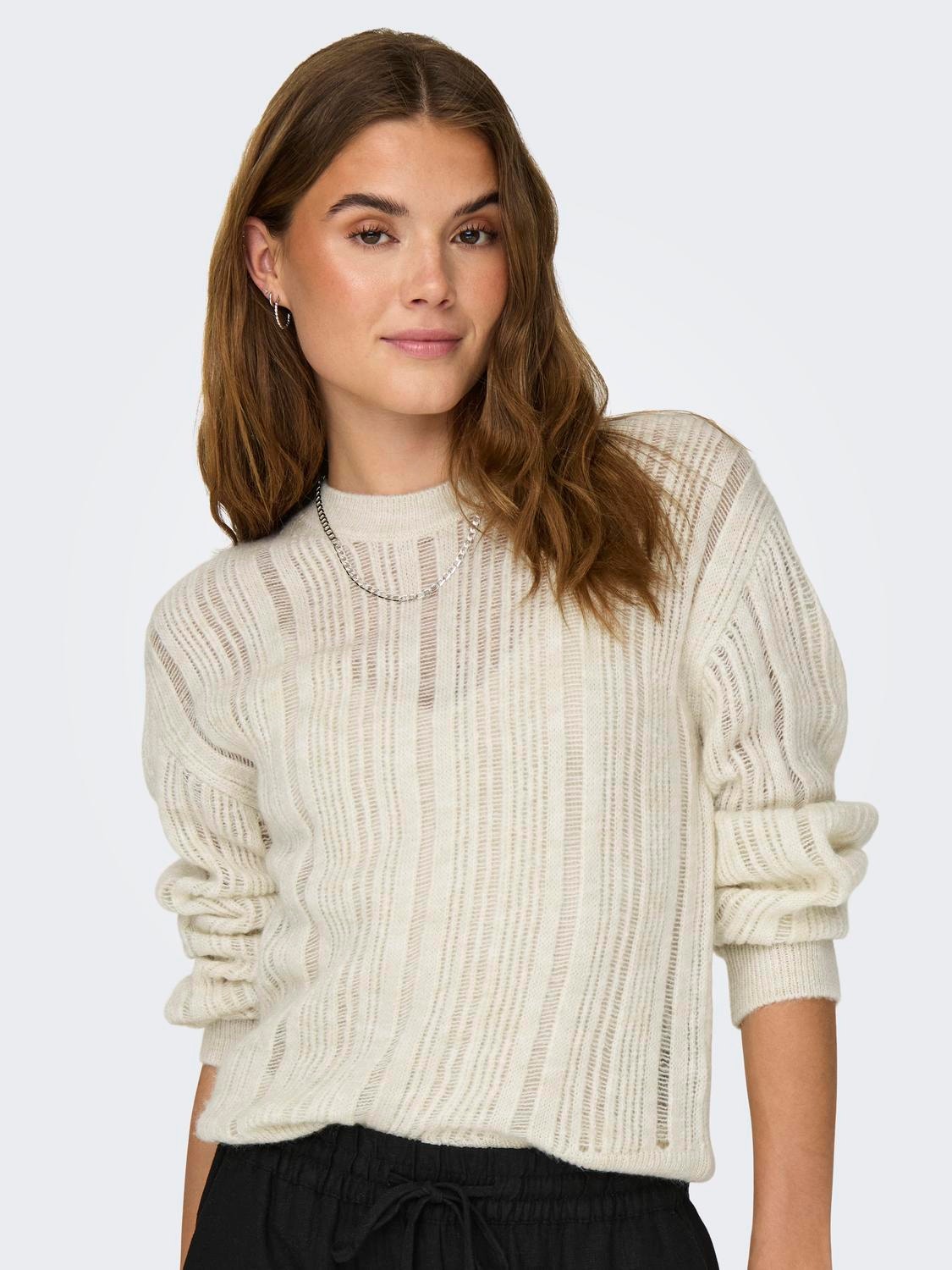 ONLY o-neck knitted pullover -Sandshell - 15336128