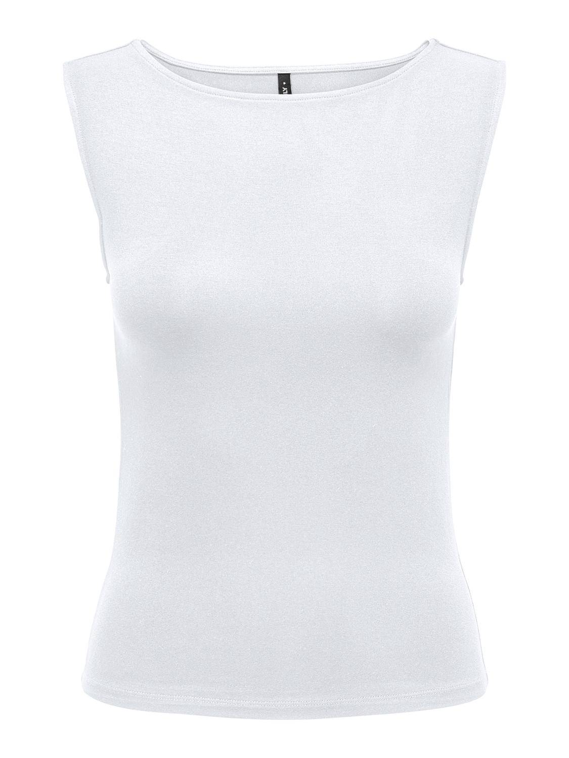 ONLY Regular Fit Boat neck Tank-Top -White - 15336196