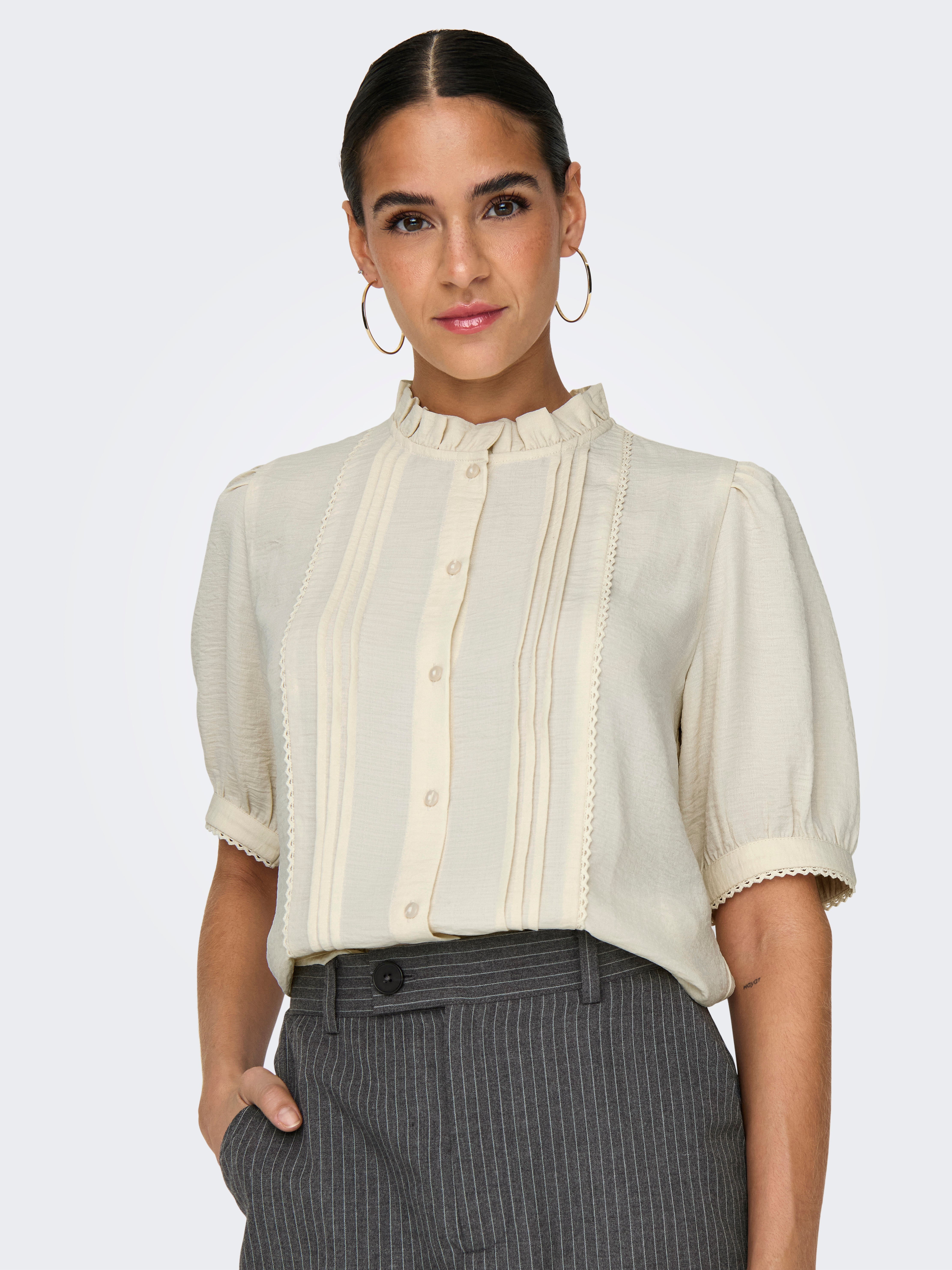 Blusa Only Mujer Camisas De Manga Larga Para Mujer, Cuello