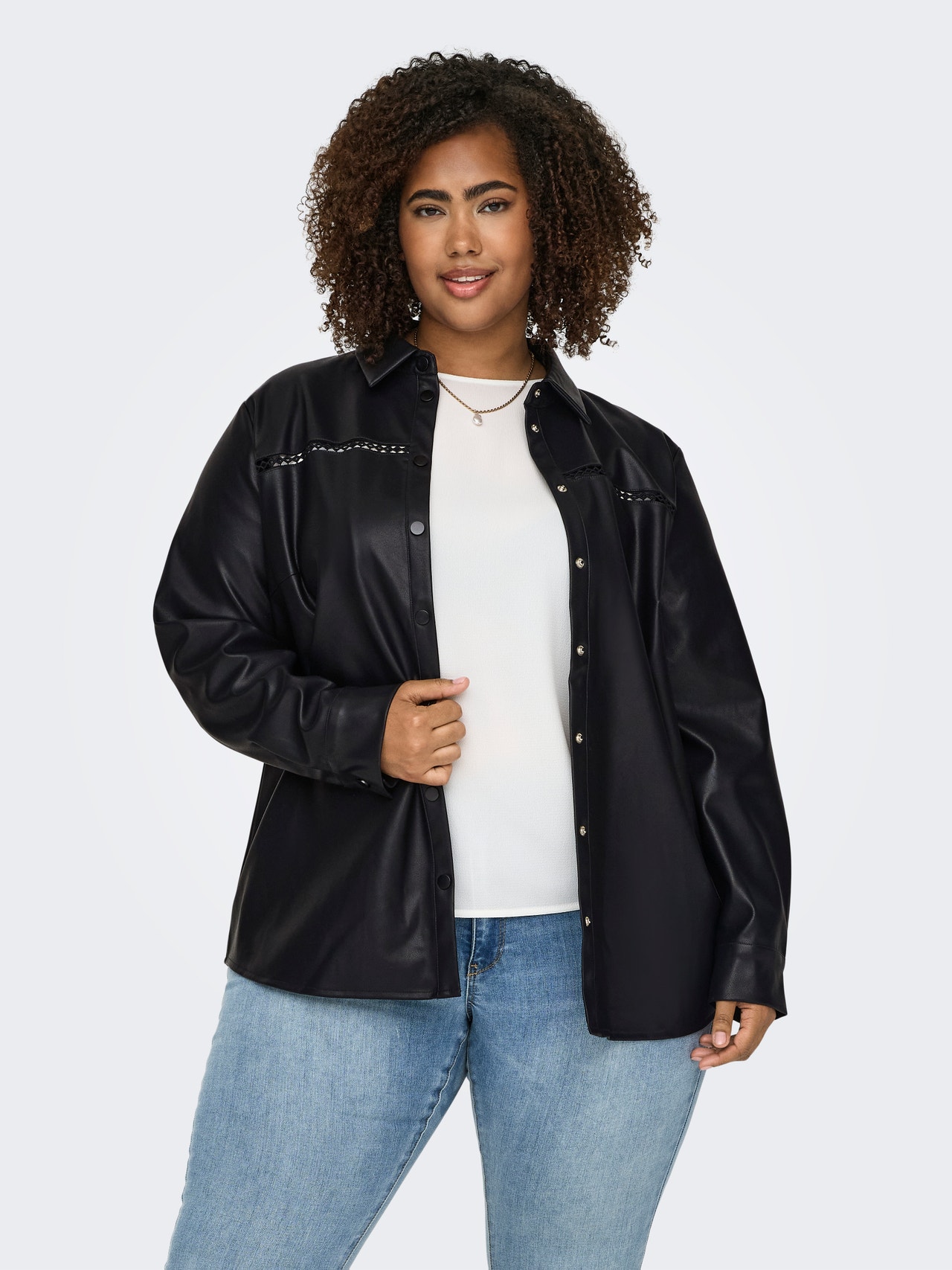 ONLY CARTANA Synthetic leather shirt -Black - 15336282