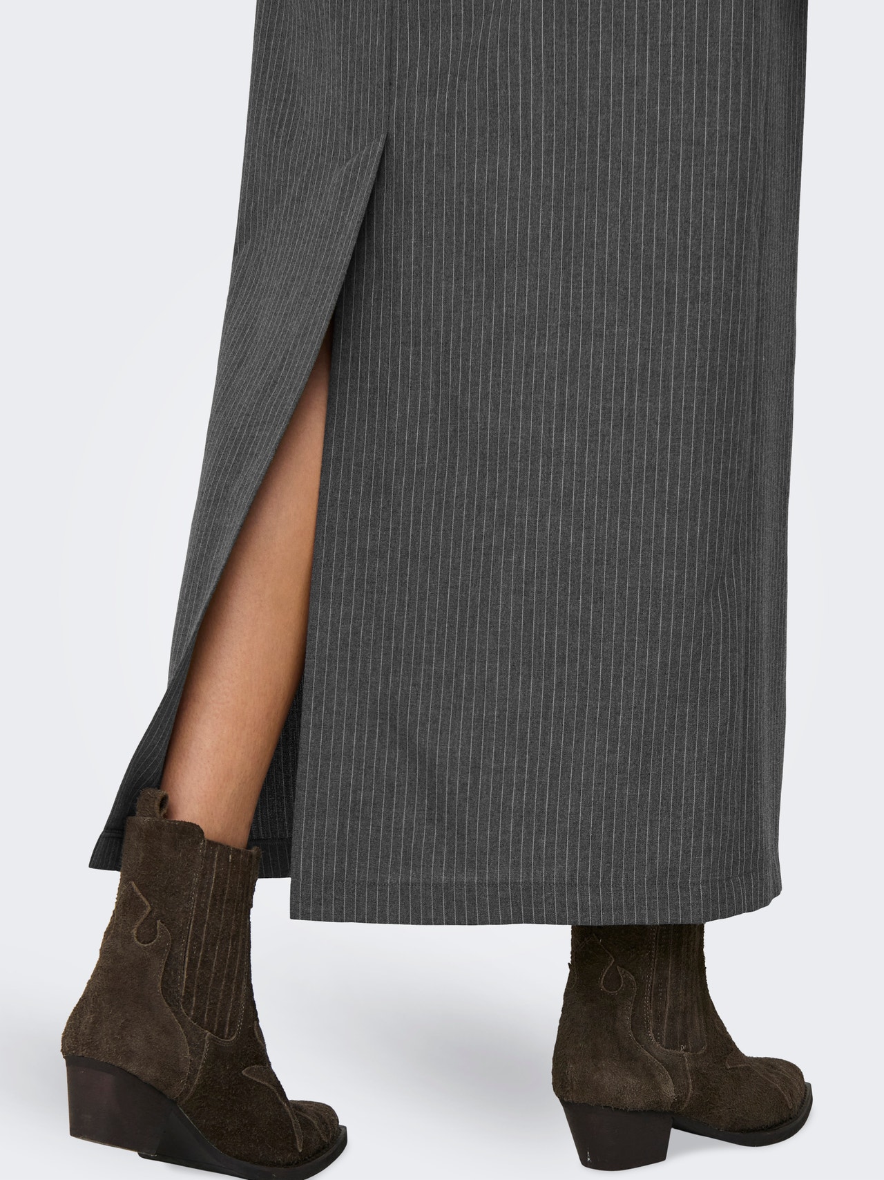 ONLY High waist Long skirt -Dark Grey Melange - 15336291