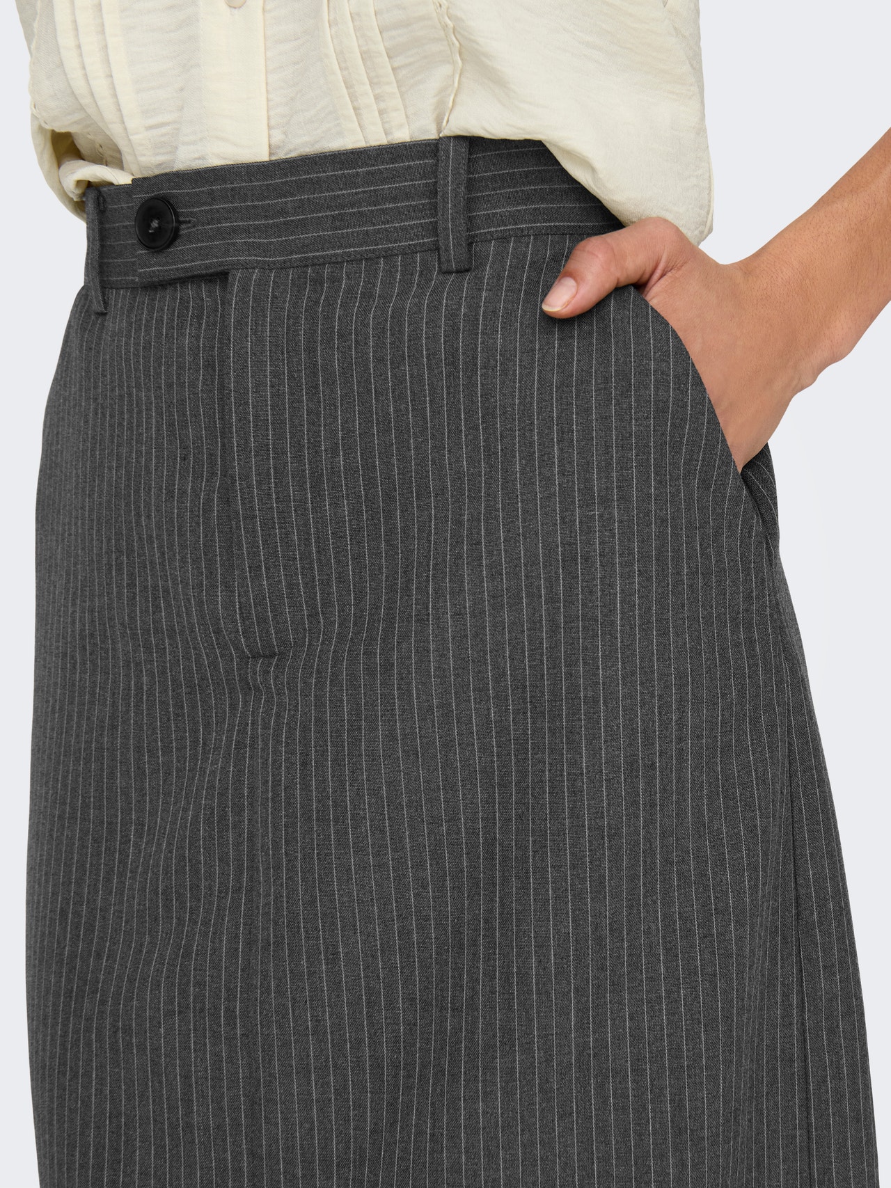 ONLY Kõrge vöökoht Pikk seelik -Dark Grey Melange - 15336291