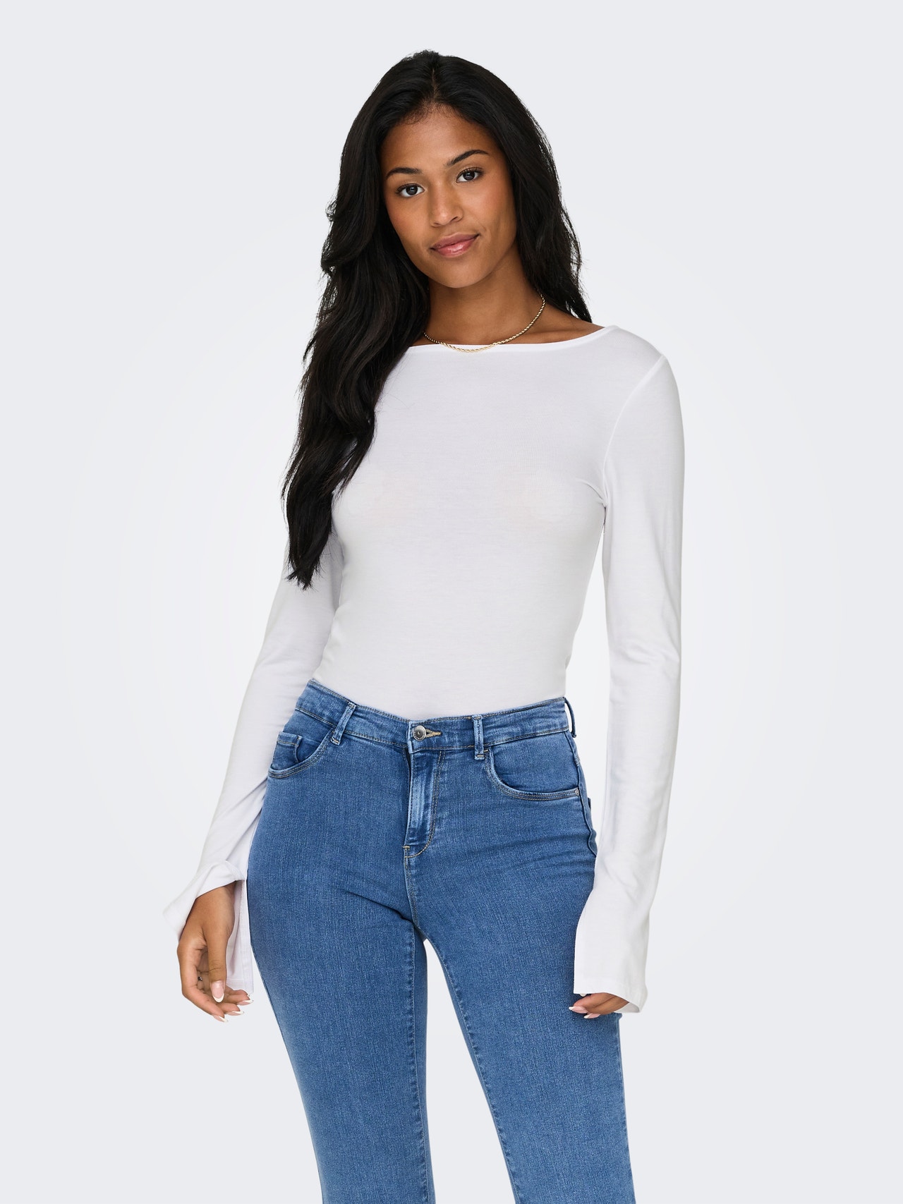 ONLY Regular Fit Boat neck Top -White - 15336321