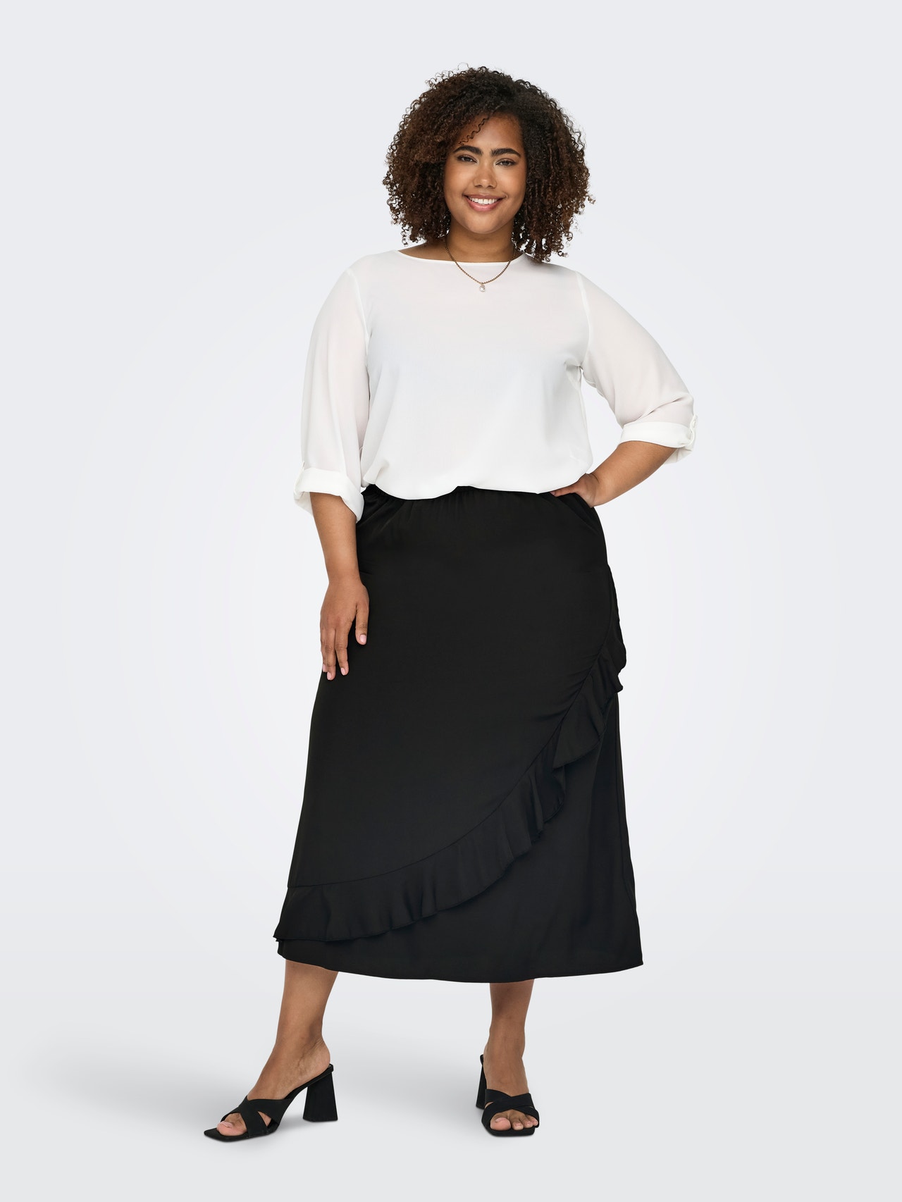 ONLY Curvy midi skirt -Black - 15336575
