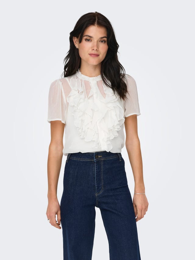 ONLY Short sleeve shirt with frills - 15336609