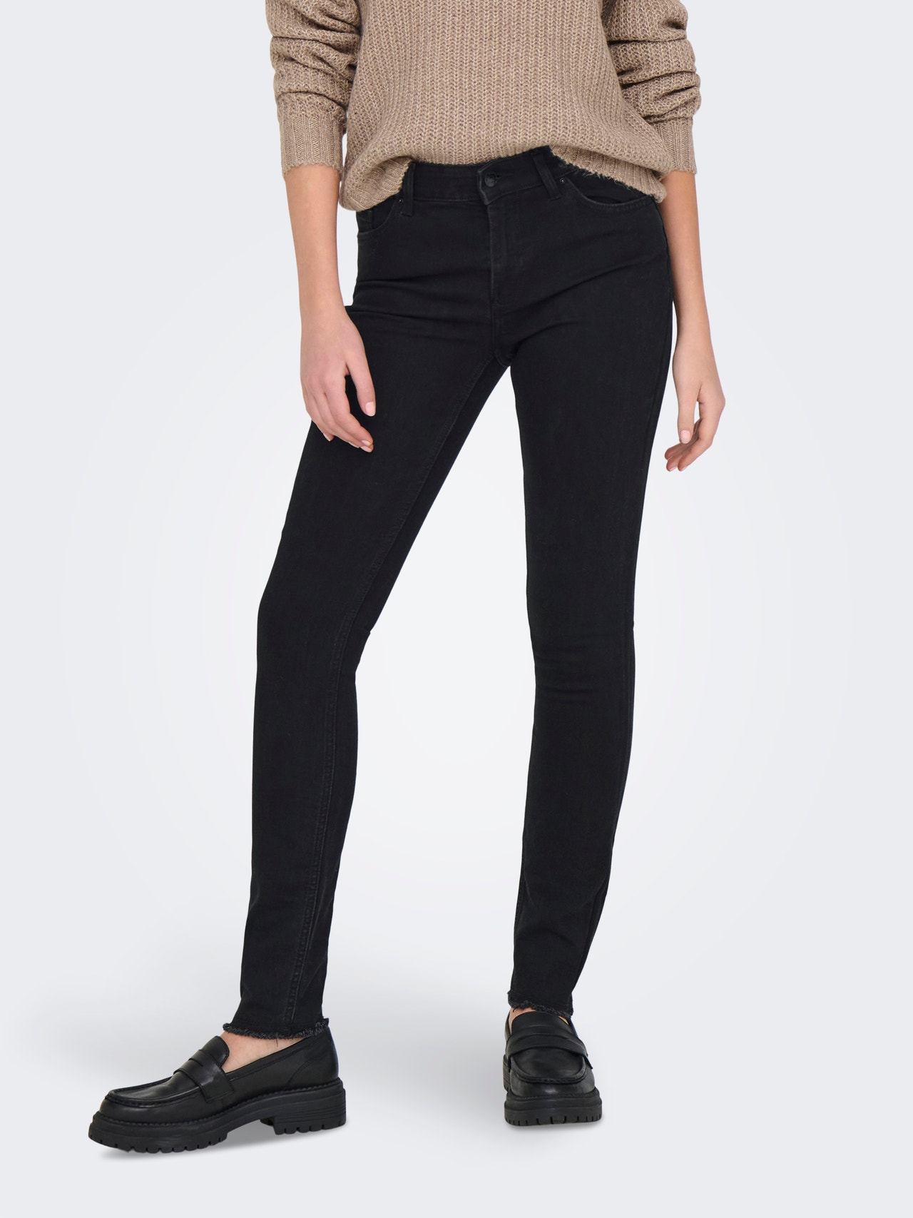 ONLY ONLHUSH Mid waist Skinny Fit Jeans -Black Denim - 15336727