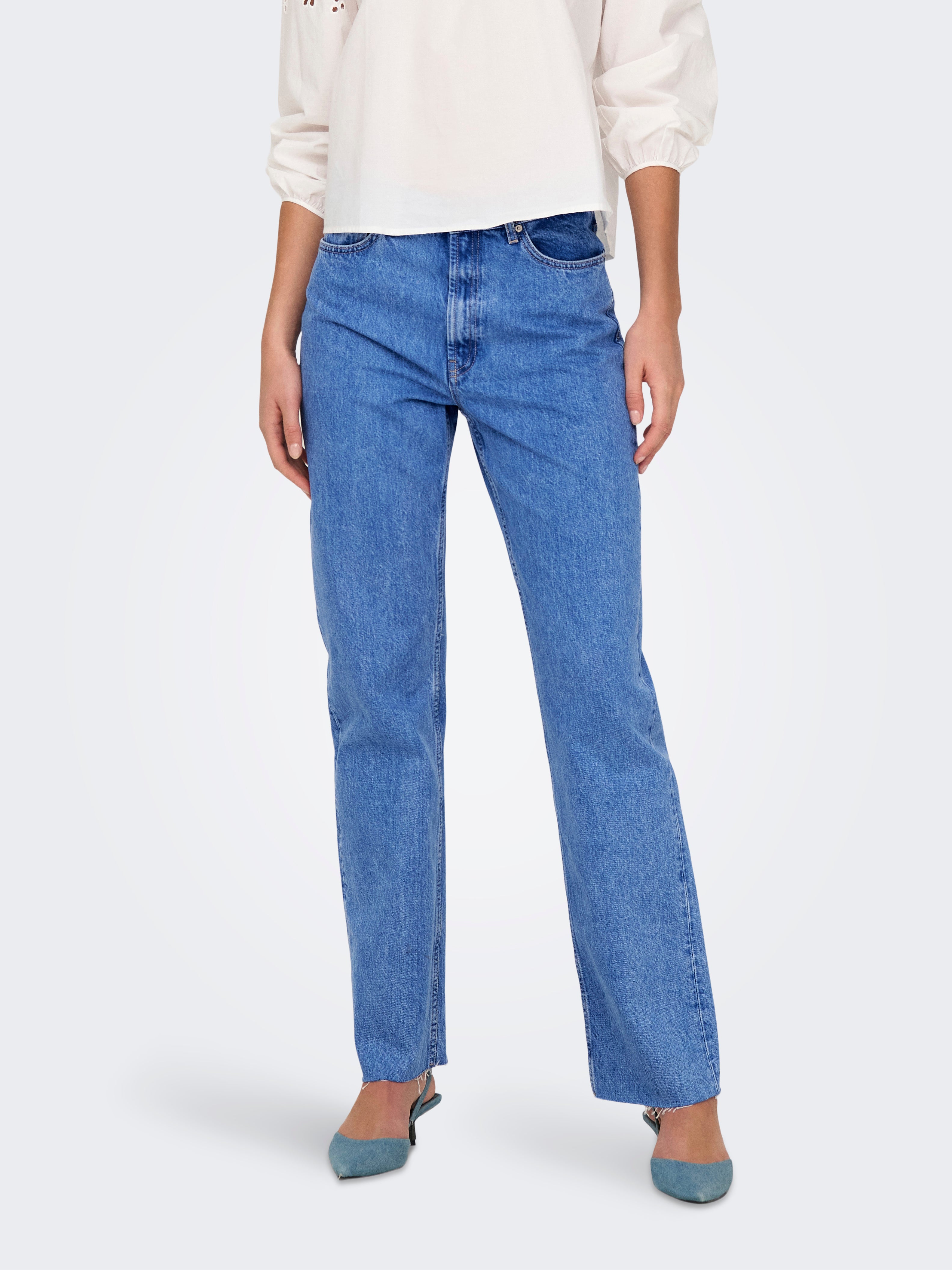 Onlriley Hohe Taille Gerade Geschnitten Jeans