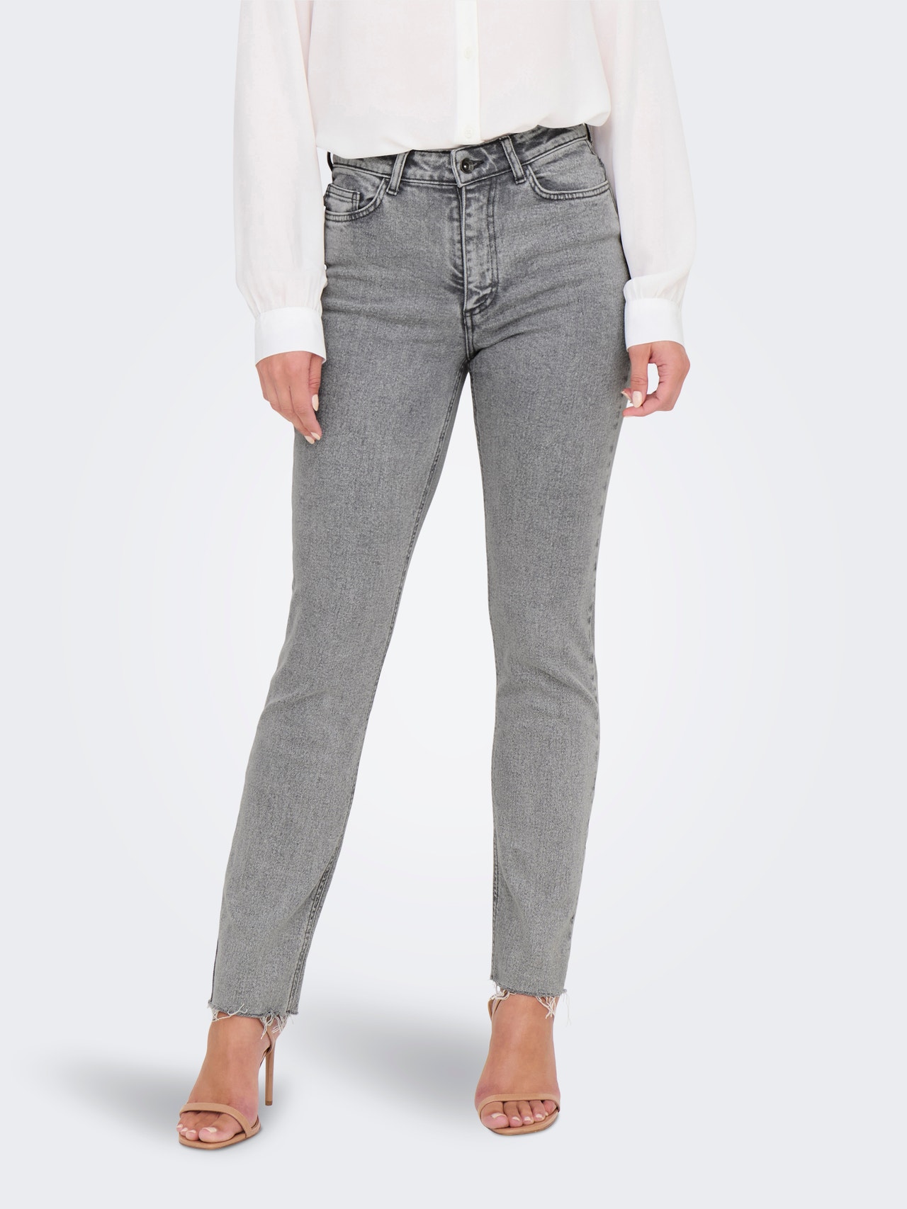 ONLY Kõrge vöökohaga lõige Kõrge vöökoht Teksad -Light Grey Denim - 15336873