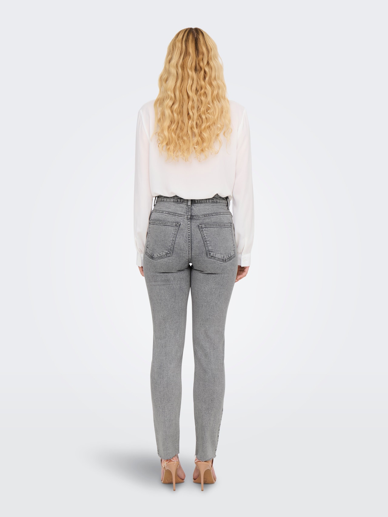 ONLY Kõrge vöökohaga lõige Kõrge vöökoht Teksad -Light Grey Denim - 15336873
