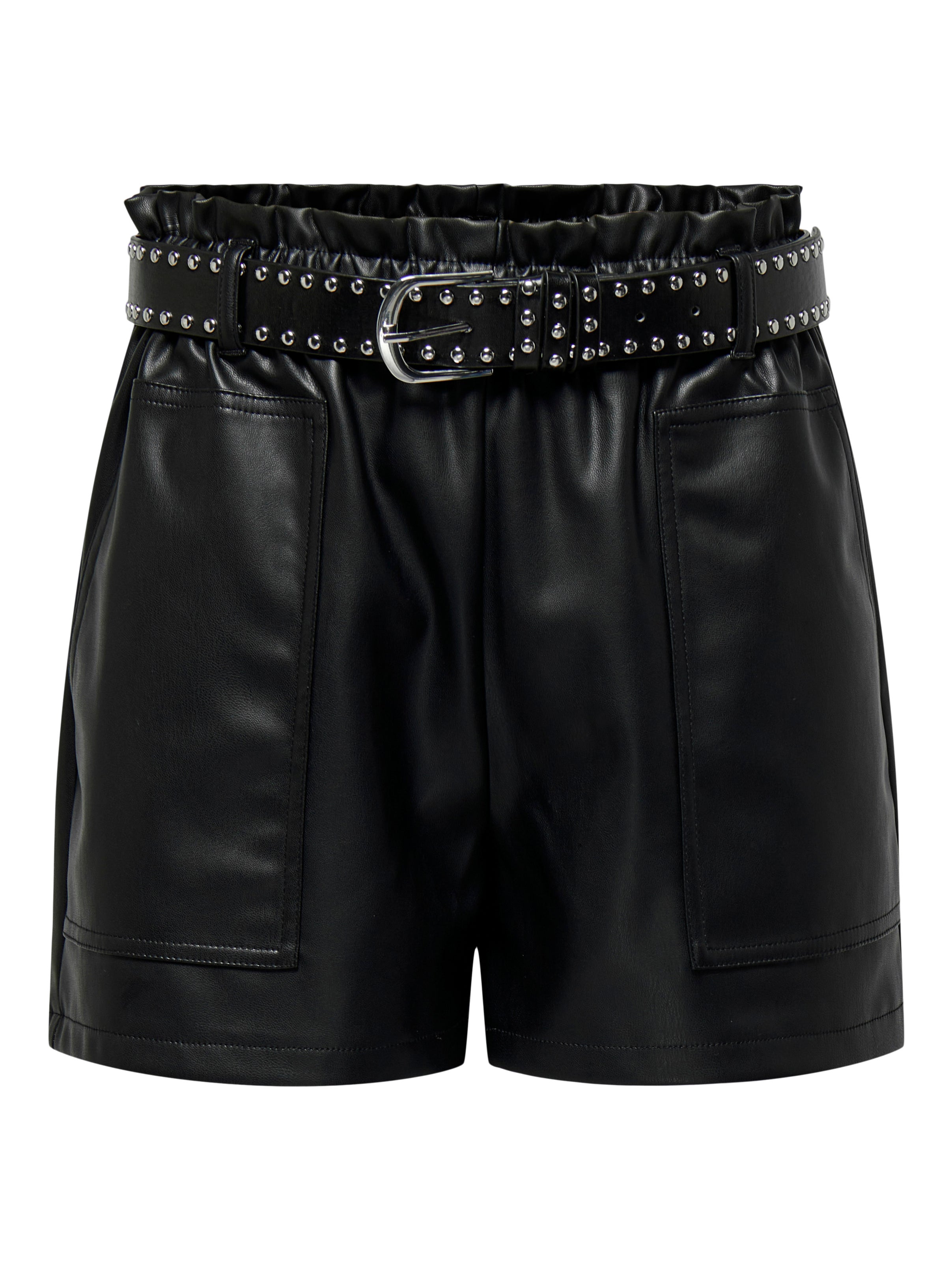 Thumbnail - Jdymaya Hohe Taille Normal Geschnitten Kunstledershorts