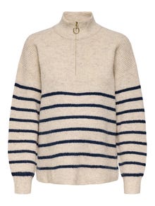 ONLY Kootud kangast lõige Kõrge kaelus Lapseootel naistele Langetatud õlaosa Pullover -Pumice Stone - 15337167