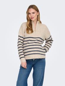 ONLY Kootud kangast lõige Kõrge kaelus Lapseootel naistele Langetatud õlaosa Pullover -Pumice Stone - 15337167