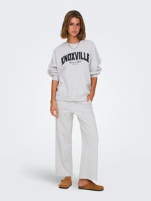 ONLY Široka noga stane Srednji struk Hlače -Light Grey Melange - 15337406