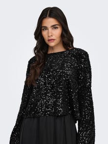 ONLY Tavapärane lõige Ümmargune kaelus Volüümikad varrukad Top -Black - 15337655