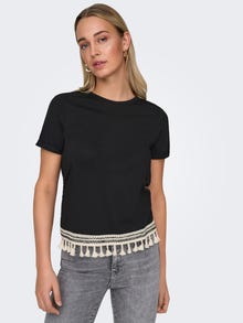ONLY T-shirt with frills below -Black - 15337710