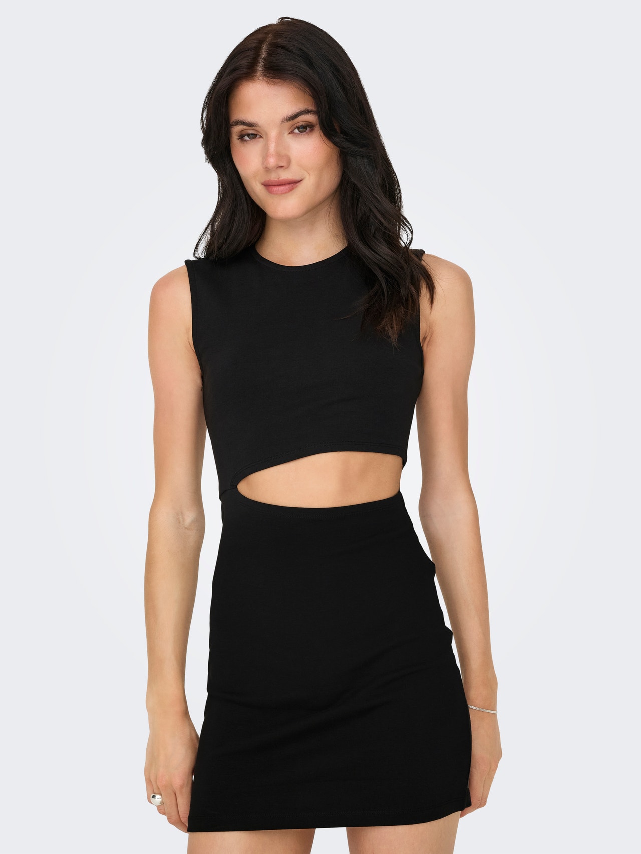 ONLY Mini o-neck dress with cut out -Black - 15337753