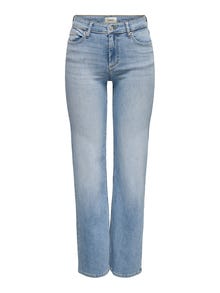 ONLY ONLBLUSH Middels høy midje Straight Fit Jeans -Light Blue Denim - 15337794