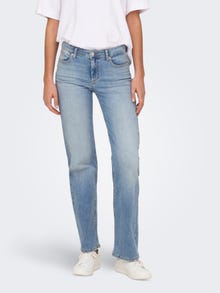 ONLY ONLBLUSH Middels høy midje Straight Fit Jeans -Light Blue Denim - 15337794