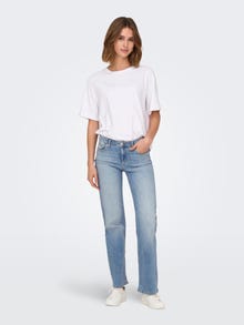ONLY ONLBLUSH Middels høy midje Straight Fit Jeans -Light Blue Denim - 15337794