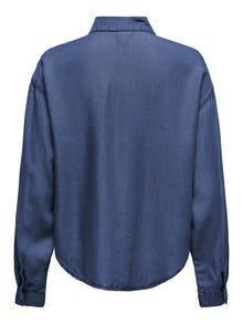 ONLY Labavo prianjanje Ovratnik košulje Zakopčane manžete Ispuštena ramena Vrh -Dark Blue Denim - 15337928