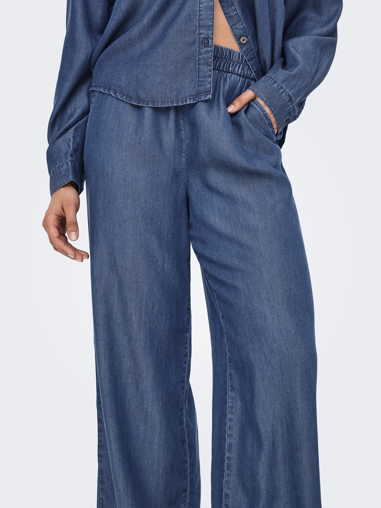 ONLY ONLCHARIS Straight fit Bukser -Dark Blue Denim - 15337938