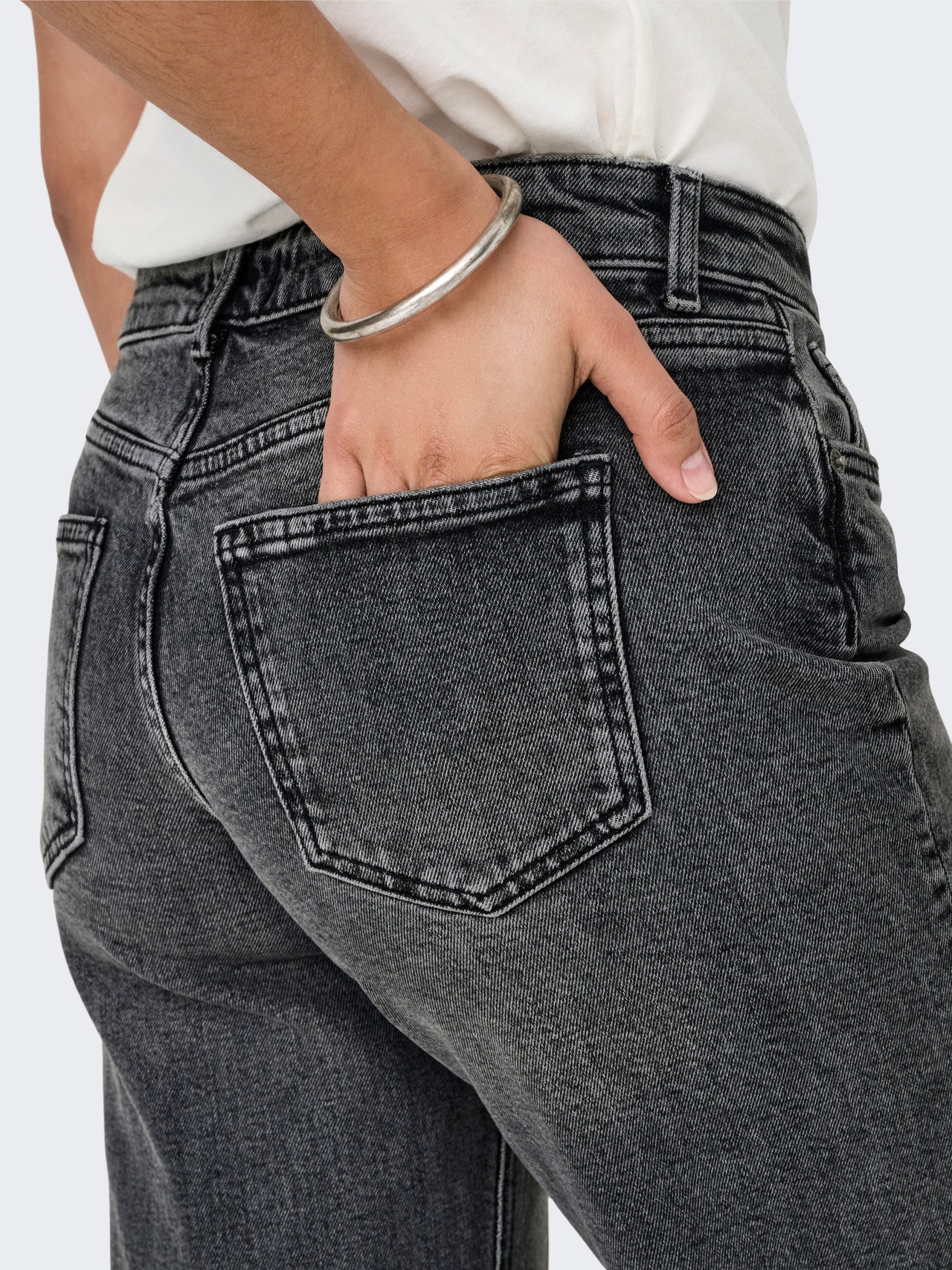 ONLY ONLJUICY Taille basse Wide Leg Fit Jeans -Dark Grey Denim - 15338012
