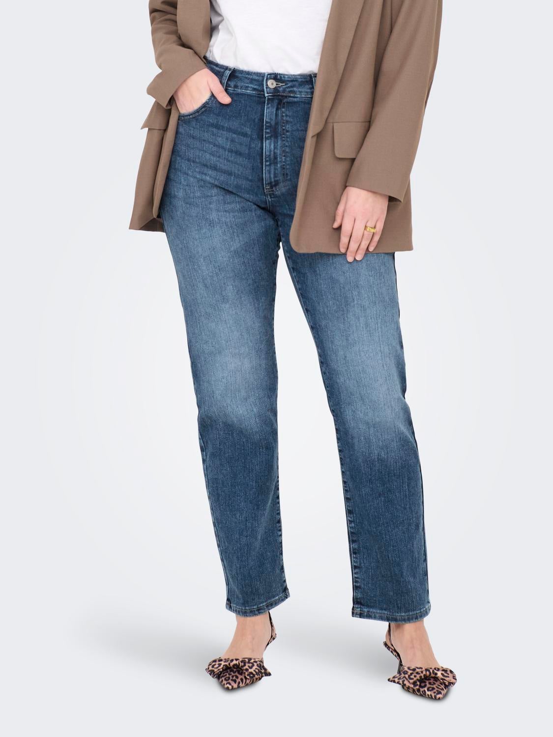 Carwillow Hohe Taille Gerade Geschnitten Jeans