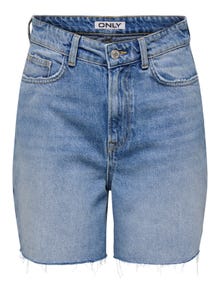 ONLY Denimshorts med høj talje -Medium Blue Denim - 15338107