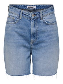 ONLY Normal passform Hög midja Shorts -Medium Blue Denim - 15338107