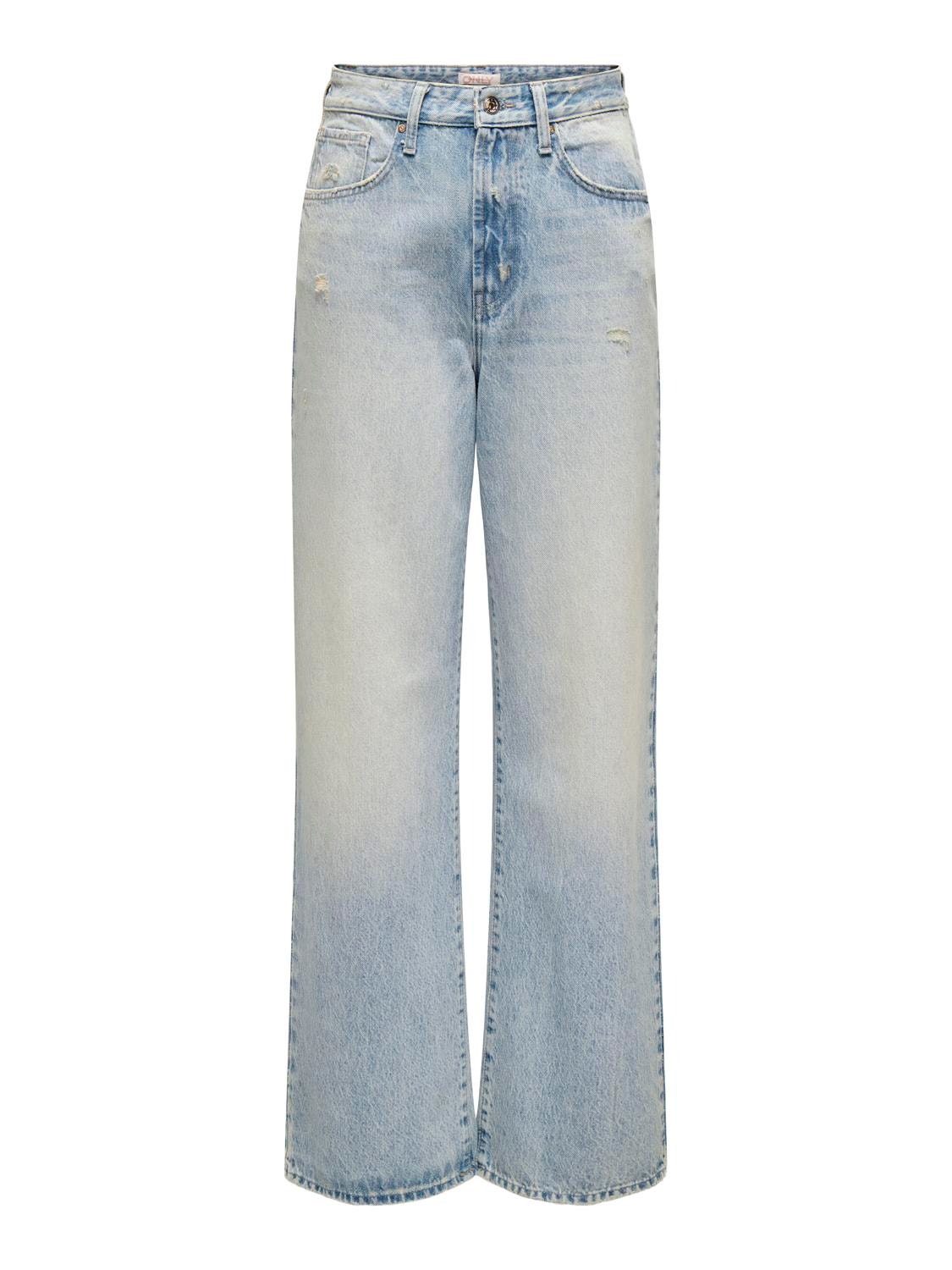ONLY Wide leg fit High waist Jeans -Light Blue Denim - 15338253