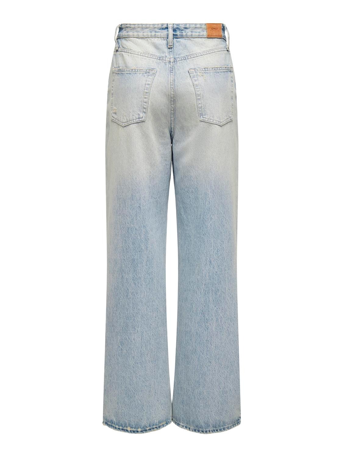 ONLY Wide leg fit High waist Jeans -Light Blue Denim - 15338253