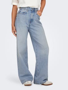ONLY Wide leg fit High waist Jeans -Light Blue Bleached Denim - 15338254