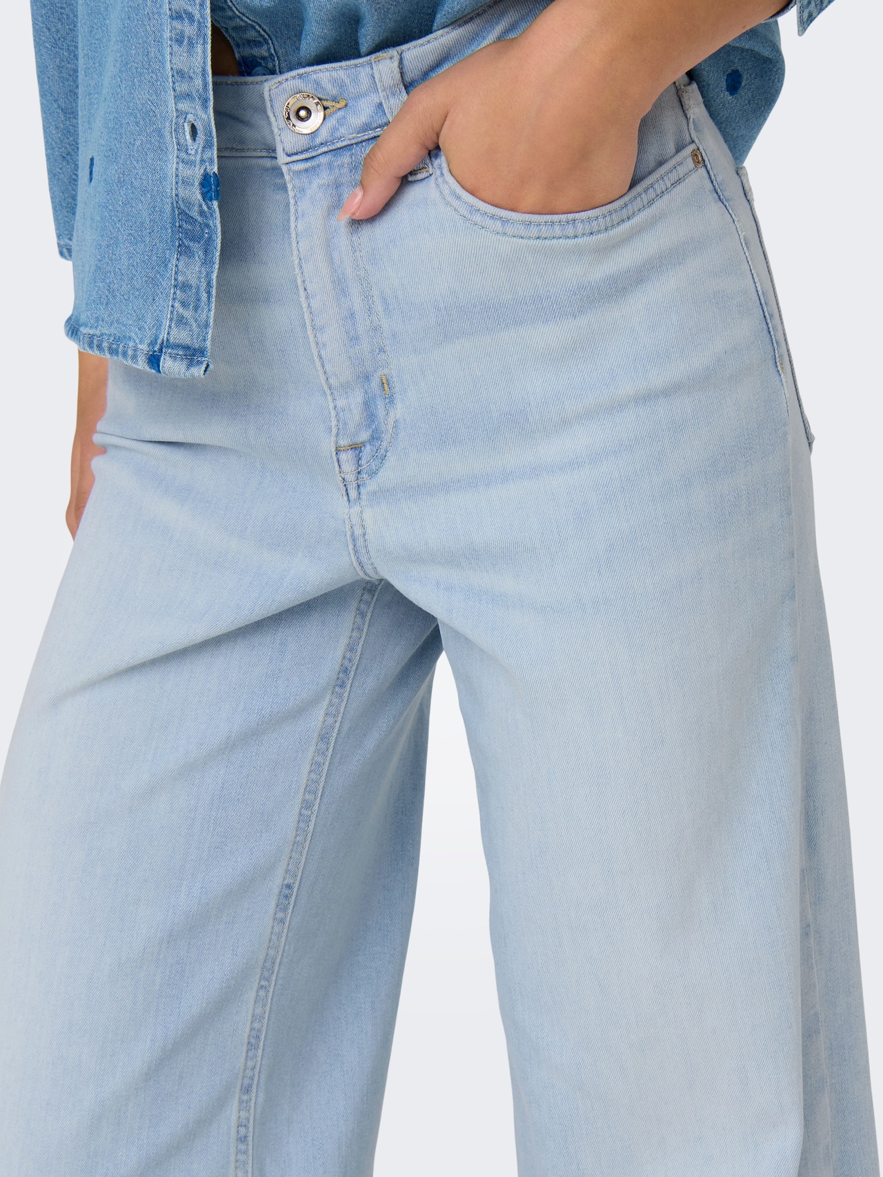 ONLY Jeans Donna Madison - Wide Leg Alta Vita In Cotone Con Fodera Elasticizzata - Foto 6