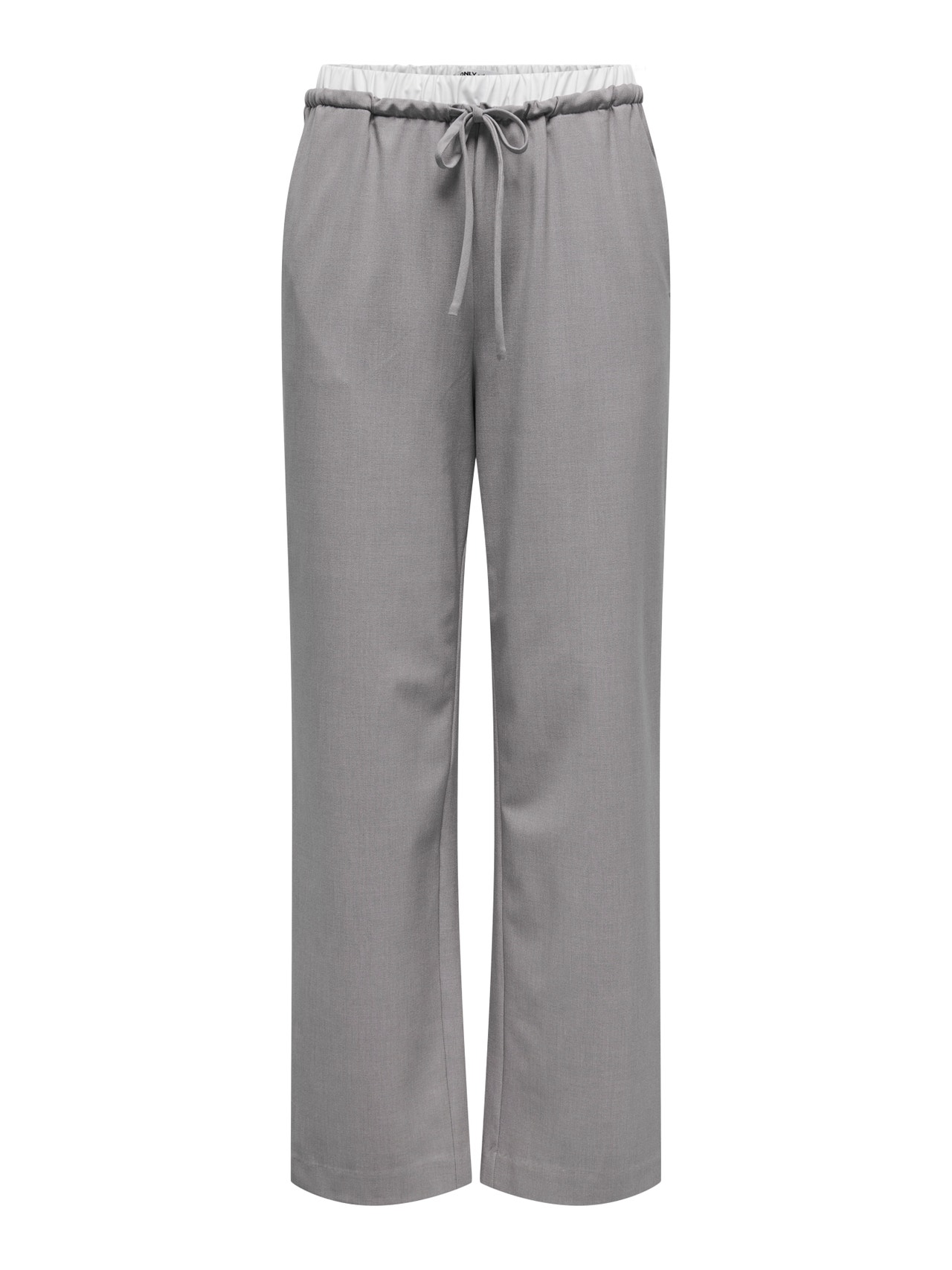 ONLY Straight fit High waist Broeken -Light Grey Melange - 15338509
