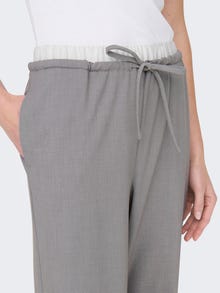 ONLY Straight Fit High waist Trousers -Light Grey Melange - 15338509