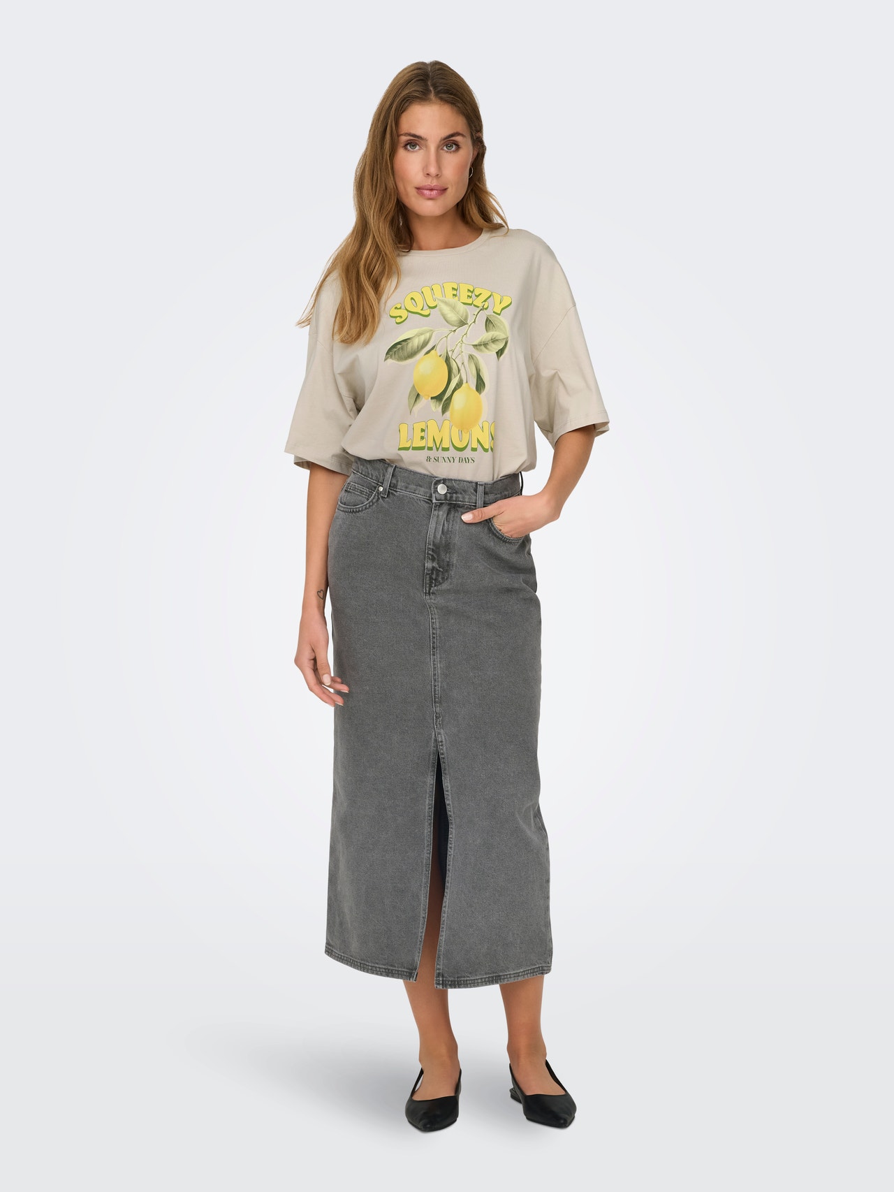 ONLY Oversize printet t-shirt -Silver Lining - 15338540