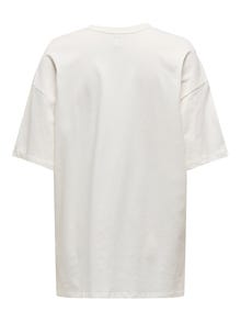 ONLY Oversized Fit O-hals Lave skuldre T-skjorte -Cloud Dancer - 15338540