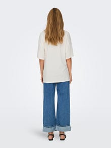 ONLY Oversize Fit Round Neck Dropped shoulders T-Shirt -Cloud Dancer - 15338540