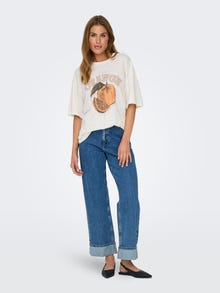 ONLY Camisetas Corte oversized Cuello redondo Hombros caídos -Cloud Dancer - 15338540