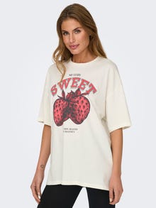 ONLY Oversize printet t-shirt -Cloud Dancer - 15338540