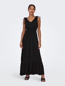 ONLY Normal geschnitten V-Ausschnitt Midikleid -Black - 15338545