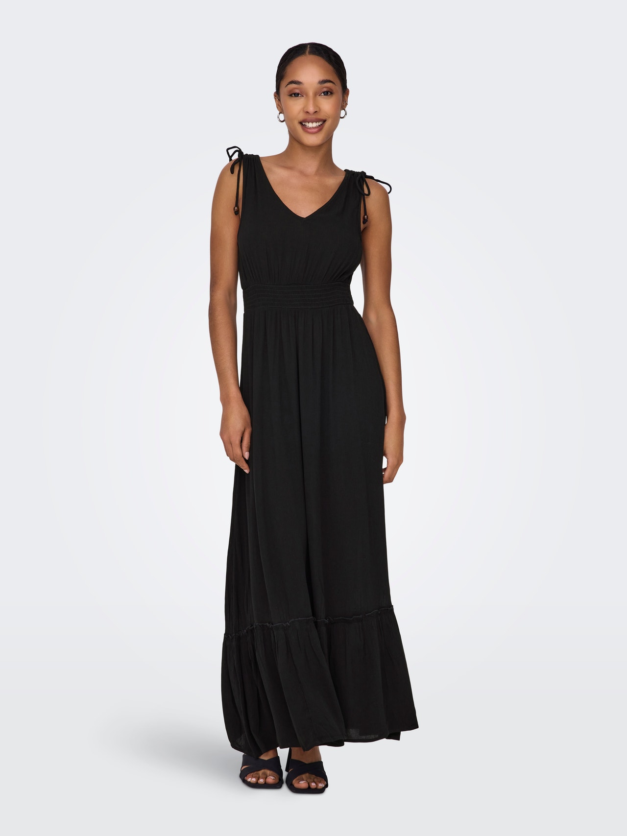 ONLY Robe midi Regular Fit Col en V -Black - 15338545