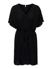 ONLY Kort kjole med v-hals -Black - 15338549