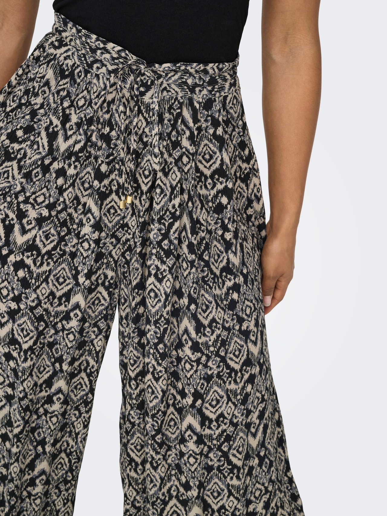 ONLY Løstsiddende bukser med bindebånd -Pure Cashmere - 15338550